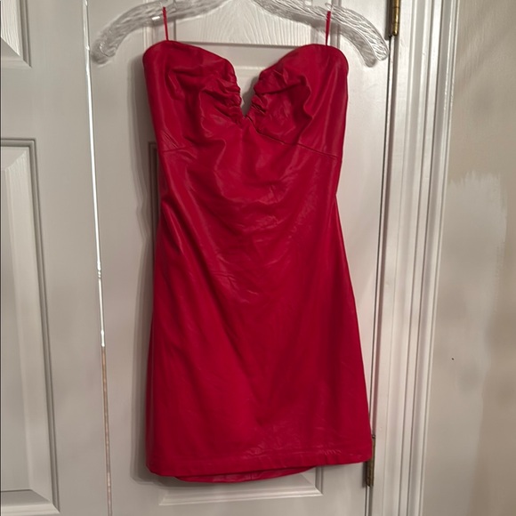Cotton Candy Red Ruched Bodycon Dress - Picture 1 of 1